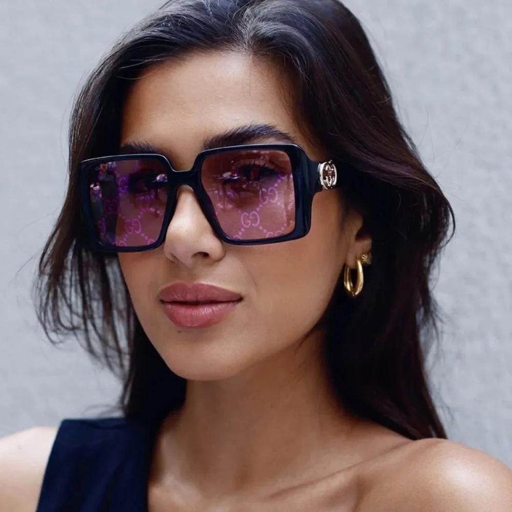 NEW Gucci GG1692S 006 Black Pink Mirror Logo Women Square Sunglasses GG 1692S